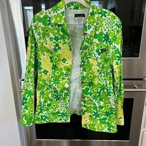 Laurel Jeans made in Italy  Green Floral Jean Jacket size 36 GUC